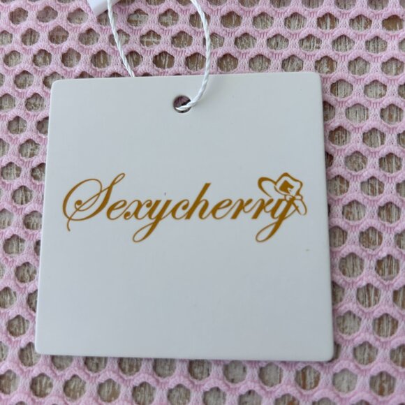 Sexycherry Pink Mesh Sleeveless Beach Cover-up Dress w/Bows Medium NWT - Picture 5 of 8